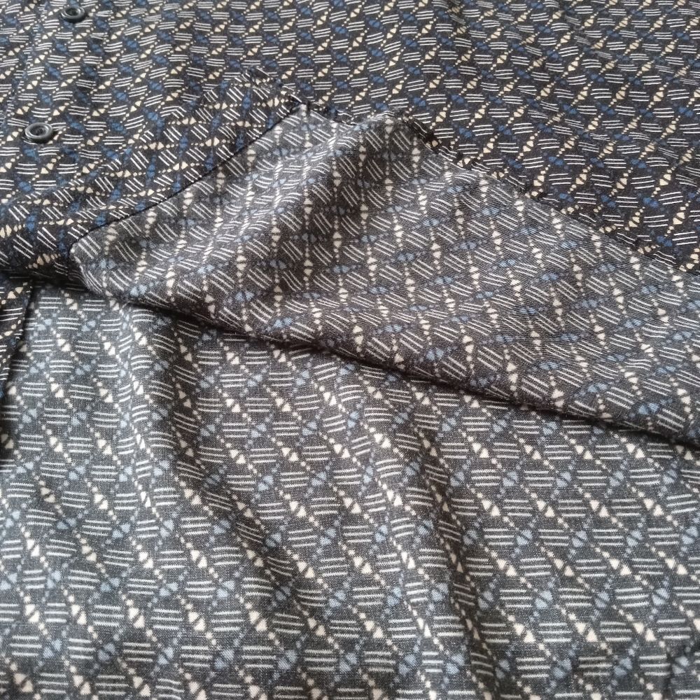 Feldini Black & Blue Geometric Abstract Print Short Sleeve Button Down Shirt XXL - Picture 12 of 12